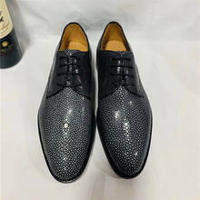 Zapatos de vestir formales hechos a mano para hombres de negocios, calzado de piel auténtica de vaca, cuero exótico, Oxford con cordones 2024 - compra barato