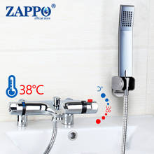 ZAPPO-grifo de bañera cromado con cuerpo termostático, conjunto de ducha oculta, montaje en cubierta, mezclador de latón frío y caliente, kits de ducha de baño 2024 - compra barato