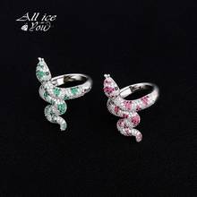 ALLICEONYOU High Quality Iced Out Charm Cubic Zirconia Fashion Snake Ring Hip Hop RING Rock Jewelry For Women Gift 2024 - buy cheap