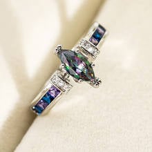 Fashion Hot Sale Rainbow Engagement Promise Rings For Women High Quality Rhinestone Shiny Purple CZ Prong Wedding Rings Jewelry 2024 - buy cheap