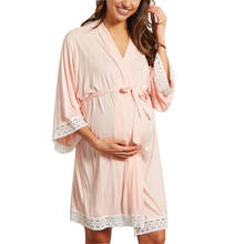 Pregnant Womens Long Sleeping Dress Nightgown Ruffles Sleeve Lace Maternity Nightdress Elegant Vintage Nightgowns Home Dress 2024 - buy cheap