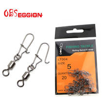 Accesorios de pesca de carpa, Pin conector de rodamiento giratorio de acero inoxidable, anzuelo a presión, señuelo, aparejos giratorios, 20 unids/bolsa 2024 - compra barato