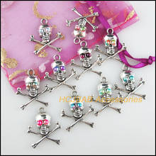 20Pcs Tibetan Silver Tone Halloween Mixed Acrylic Skulls Charms Pendants 21x24mm 2024 - buy cheap