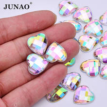 JUNAO-Apliques de corazón de diamantes de imitación de AB transparente para manualidades, 8, 10, 12, 18 y 20mm, piedras acrílicas sin necesidad de coser, álbum de recortes de cristal plano 2024 - compra barato