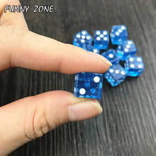 Mini 10 argolas com dados para 12mm, acessórios de jogo padrão d6 com glitter azul e efeito em pó 2024 - compre barato