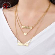 Goxijite Personalized Multilayer Name Necklace For Women Customized Heart Double Nameplate Stainless Steel Jewelry Gift 2024 - buy cheap