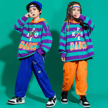 Crianças hip-hop roupas moda meninos com capuz camisola hiphop calças menina jazz trajes de dança de rua roupas de dança vestir dn7741 2024 - compre barato