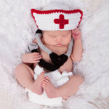 Infant Baby Boys Girls Crochet Doctor Nurse Photography Props Knitted Hand-woven Newborn Baby Photo Costume Baby Shower Gift 2024 - buy cheap