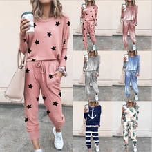 Piece Set Tracksuit Women Five-pointed Star Two Piece Set Top And Pants Femme Clothes Elastic Waist Long Pants Set Lounge Wear 2024 - buy cheap