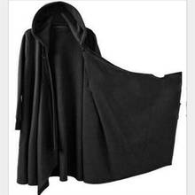 Cardigã masculino estilo cabelo preto escuro, casaco longo com manto e capuz, jaqueta comprida, corta-vento 2024 - compre barato