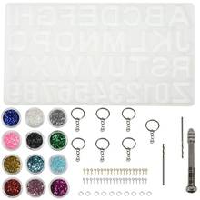 73Pcs Keychain Jewelry Pendant Making Tools Set Number Alphabet Silicone Mold Twist Drill Key Jump Rings Screw Eye Pins Glitter 2024 - buy cheap
