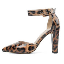 Sandalias de tacón alto con estampado de leopardo para mujer, zapatos sexys de alta calidad con tiras en el tobillo, para fiesta, para verano 2024 - compra barato