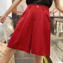 Calção feminina cintura alta, shorts liso casual plus size preto 2024 - compre barato