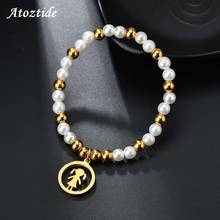 Atoztide Girl Boy Charm Strand Bracelet Simulated Pearl Gold Beads Bracelets & Bangles Wedding Jewelry Accessories Gift 2024 - buy cheap