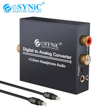 eSYNiC DAC Digital To Analog Analogue Audio Converter Adapter Coax Coaxial Optical Toslink RCA R/L Optical To RCA 3.5mm Jack 2024 - compre barato
