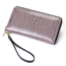 Carteira feminina de couro legítimo, bolsa de mão com alça comprida escovado com design de celular com pulseira 2024 - compre barato