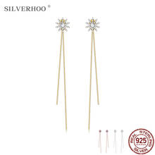 SILVERHOO 925 Sterling Silver Earrings For Women Full Zircon Shiny Snowflake Tassel Drop Earring Romantic Anniversary Jewelry 2024 - buy cheap