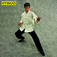 1/6 Scale Chinese Kong fu Bruce Lee Kung fu Tang Suit White Long Sleeve Clothing Suit Set Model for 12''Action Figure Body model 2024 - buy cheap
