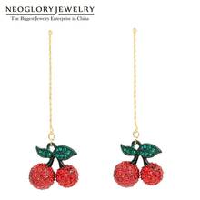 Neoglory pendientes de gota de cereza roja a la moda para mujer minimalismo colgante de cristal 2020 accesorios de moda para regalo de mujer 2024 - compra barato