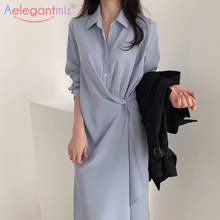 Aelegantmis-Vestido camisero informal de oficina para Mujer, elegante, Vintage, holgado, con botones 2024 - compra barato