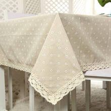 Daisy Flower Pattern Tablecloth Hot Sale Linen and Cotton Lace Edge Rectangular Table Cloth Home Hotel Textile 2024 - buy cheap