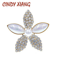 CINDY XIANG-broches de flores con diamantes de imitación para mujer, broche de perlas de alta calidad, joyería de estilo coreano, accesorios de moda 2024 - compra barato