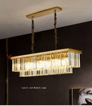 Lámpara colgante de Cristal K9 para sala de estar y dormitorio, moderna, cuadrada, dorada y negra, Lustre de Cristal 2024 - compra barato