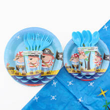 Juego de vajilla desechable con temática pirata, decoración de cumpleaños, Baby Shower, servilleta, mantel, tenedor, cuchara, plato, taza, suministros para fiesta, 31 unids/set 2024 - compra barato