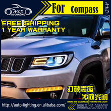 AKD Car Styling Head Lamp for Jeep Compass Headlights 2017-2018 All New Compass LED Headlight H7 D2H Hid Bi Xenon Beam 2024 - buy cheap