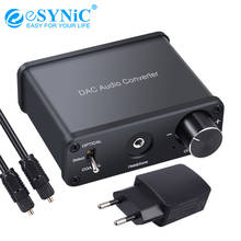 ESYNiC-convertidor DAC de 192kHz con amplificador HiFi de auriculares, adaptador Coaxial Toslink a L/R RCA de 3,5mm, Digital a analógico 2024 - compra barato