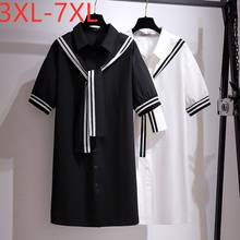 New 2021 Ladies Summer Plus Size Shirt Dress For Women Large Short Sleeve Loose Cotton Button Mini Dress 3XL 4XL 5XL 6XL 7XL 2024 - buy cheap