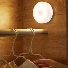 Lâmpada de led redonda com sensor de movimento, luz noturna, magnética, 6 leds, sensor de movimento, usb, pir, indução, sob o armário, luz para armários, escadas, cozinha, 2020 2024 - compre barato
