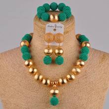 New Fashion Necklace Imitation Pearl Jewelry Army Green Set Lady African Bead Nigerian Jewelry Wedding Accessories XX-33 2024 - buy cheap