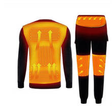 Conjunto de roupa íntima de aquecimento para motocicleta, ski, roupa de esqui com aquecimento elétrico, flanela térmica, camisetas e calças 2024 - compre barato