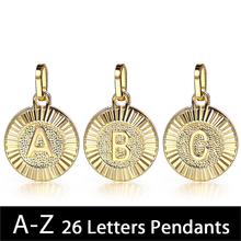 26 Uds. De colgantes redondos con letras del A-Z del alfabeto, Color dorado, para collar, accesorios de joyería, joyería artesanal, GP418E 2024 - compra barato