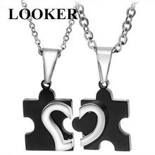 LOOKER moda excelente diseño de acero inoxidable amor corazón puzle Lover's collar con colgante para pareja CP collar 2024 - compra barato