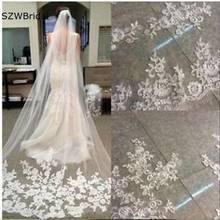 Free Shipping Long Bridal Veil with Comb Lace Appliqued Edge Tulle 3 Meter Bride Veil One Layer Wedding Accessories 2022 Welon 2024 - buy cheap