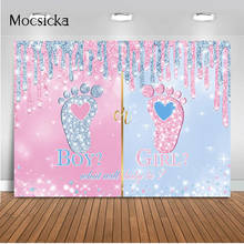 Little Feet Gender Reveal Backdrop for Boy or Girl Party Decoration Pink Blue Backdrop What Will It Be Baby Reveal Backdrops 2024 - buy cheap