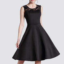 New Summer Style Ladylike Elegant Vintage LBD O-Neck Sexy Lace Sleeveless Womens Expansion High-Waisted Dress  Ball Gown A008 2024 - buy cheap