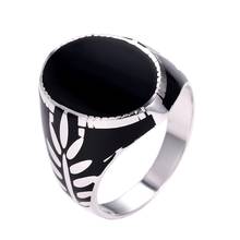 BOCAI-Anillo de plata s925 para hombre, nuevo y sólido, sencillo, negro, epoxi pulido, joyería personalizada con patrón de hoja de Oriente Medio 2024 - compra barato