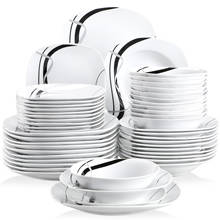 VEWEET FIONA 48-Piece Ceramic Black Plate Combi-Set Porcelain Tableware Set of Bowls/Dessert Plates/Soup Plates/Dinner Plates 2024 - buy cheap