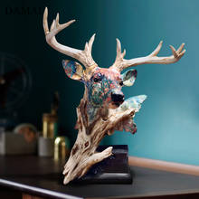 Estatueta de resina com cabeça de cervo, ornamentos decorativos de mesa, estilo nórdico, moderno, para decoração de casa, sala de estar, animal 2024 - compre barato
