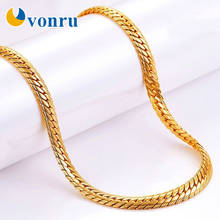 VONRU 5MM Fashion Jewelry Men Women Gold Necklace Sideways Snake Chain Necklace 24 Inch Accessories Bijoux Femme Hip Hop Jewelry 2024 - buy cheap