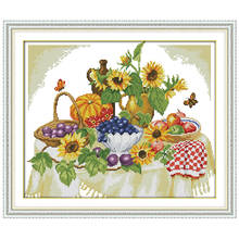 Sunflower fruit counted printed on the canvas  11CT 14CT DIY kit Chinese Cross Stitch embroidery needlework Sets home decor 2024 - buy cheap