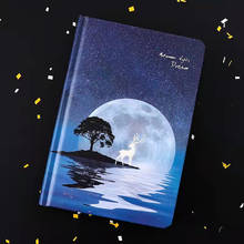 1pcs Full color hand-painted hardcover notebook night dream luminous creative deer hand this diary, lock line, hard paper and night glow deer, 112 pages, midsummer night 2024 - buy cheap