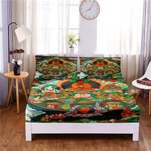 Funda de colchón con estampado Digital de Buda, Sábana ajustable de poliéster, cubierta de colchón con banda elástica, fundas de almohada, 3 uds. 2024 - compra barato