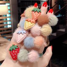 Colorful Fluff Ball Elastic Hair Bands Hair Ties Women Flannel Fruit Animals Rubber Bands Cute Girls Hair Accessories Wholesale 2024 - buy cheap