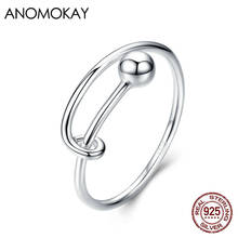 Anomook-Anillos ajustables creativos para mujer, regalo de Plata de Ley 925, anillo redondo minimalista para dedo, joyería fina 2024 - compra barato
