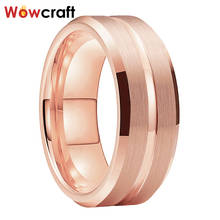 Rose Gold 6mm 8mm Men Women Wedding Band Tungsten Carbide Quality Ring Center Grooved Beveled Edges Brushed Finish Comfort Fit 2024 - buy cheap