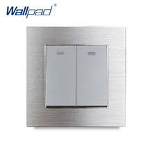 Interruptor de parede prata, interruptor intermediário de luz, painel de metal em cetim, 2 gang, 3 direções